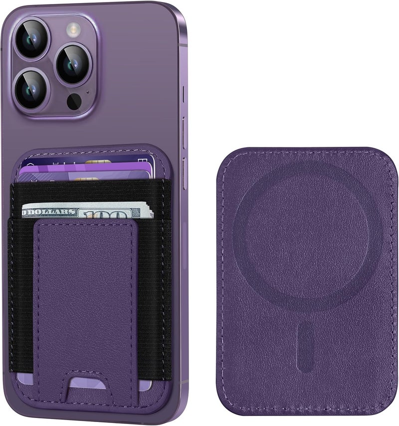 ExtreLife Upgraded for Magsafe Wallet, Strongest Magnetic Wallet for iPhone 17/16/15/14/13/12 Series, Magnetic Card Holder, Vegan Leather, Fit 7 Cards, Luxury Purple - Image 1